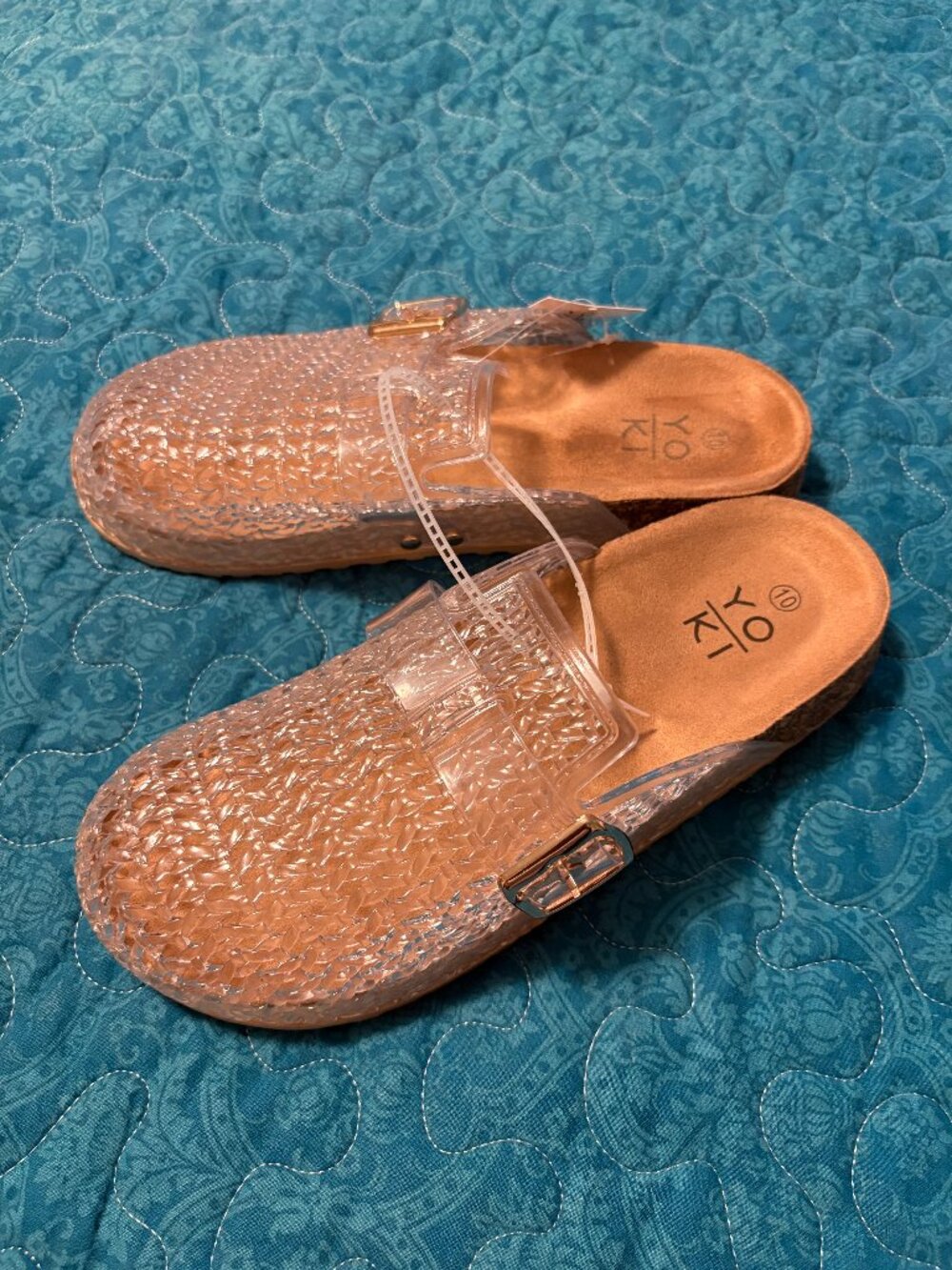 Yoki Jelly Clogs Clear Mesh Upper Cork Style Footbed Women's Size 10. NWT